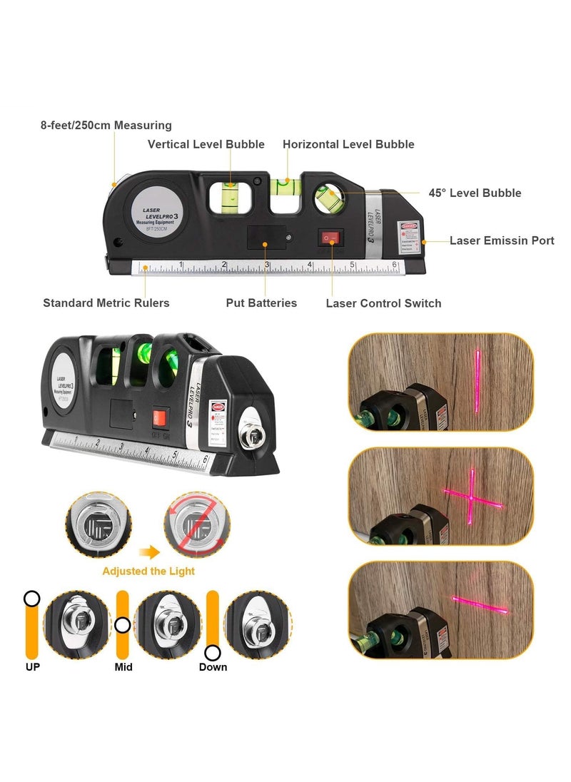 VATTU VATTU Laser Level Tool Multipurpose Laser Level Kit Standard Cross Line level Line leveler Beam Tool with Metric Rulers  - Image 2