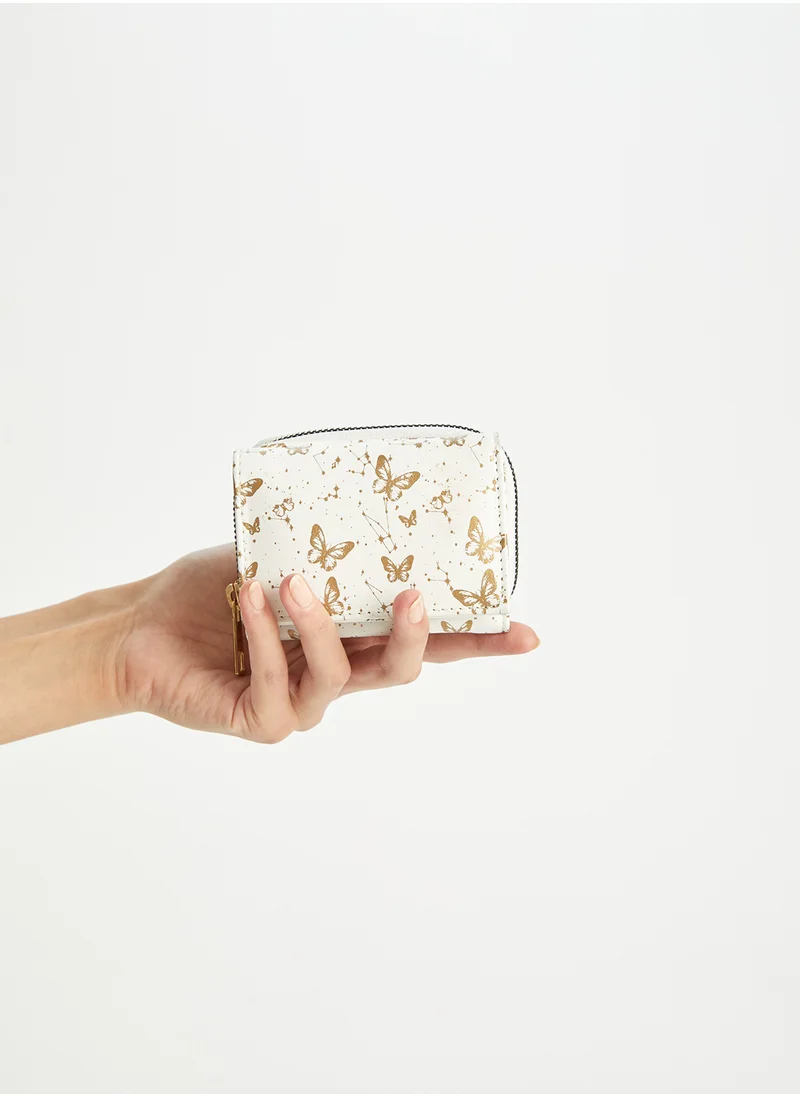 DeFacto Butterfly Patterned Faux Leather Wallet