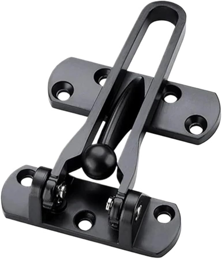 Bolt Home Anti Theft Door Bar Lock Stainless Steel Safety Bedroom Kids Hotel Black Rubber - Image 2