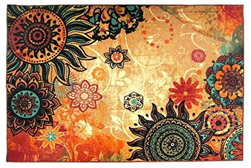 EUCH Contemporary Boho Retro Style Abstract Living Room Floor Carpets,Non-Skid Indoor Large Area Rugs,52"x75" Lotus - Image 3