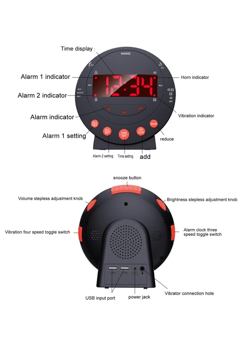 Loud Alarm Clock with Bed Shaker Vibrating Alarm Clock with Flash Light Brightness Adjustable Snooze Dual Alarm Setting USB Charger Port LED Digital Display12H/24H - pzsku/ZFE9FAE1EA3C361AF7969Z/45/_/1714388573/d7e7466b-02f3-42c1-9c5a-37669d4a2e6b