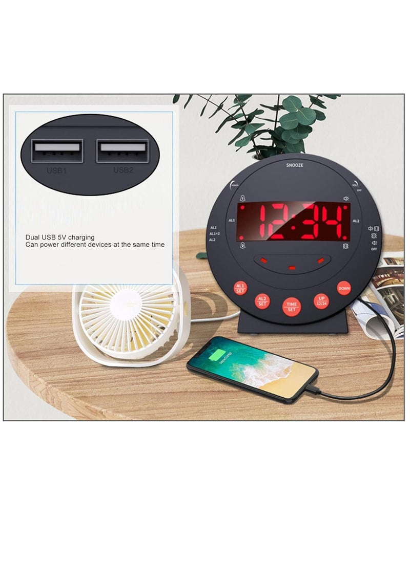 Loud Alarm Clock with Bed Shaker Vibrating Alarm Clock with Flash Light Brightness Adjustable Snooze Dual Alarm Setting USB Charger Port LED Digital Display12H/24H - pzsku/ZFE9FAE1EA3C361AF7969Z/45/_/1714601174/de109924-15d0-4405-a3c4-d3edb82062c1