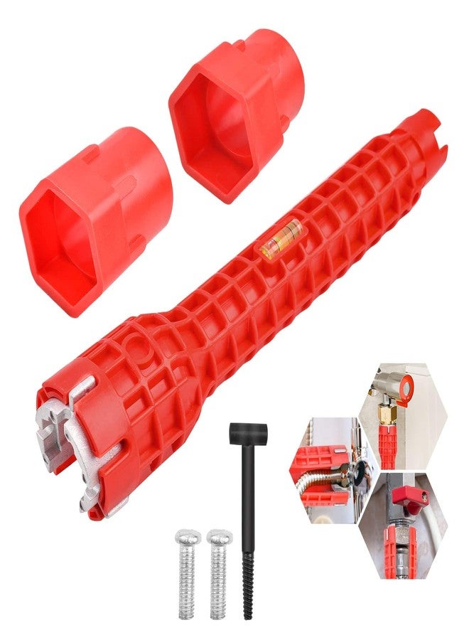 A AND S Tools® Faucet and Sink Installer, 8-in-1 Kitchen Faucet Wrench Tool, Multi-Purpose Sink Wrench for Tight Spaces, Bathroom Plumbing Tools, Basin Wrenches Repair Installation Hand Tools (Red) - Image 1