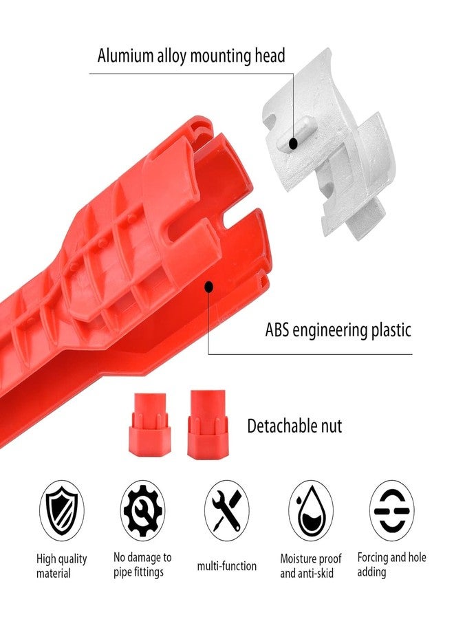 A AND S Tools® Faucet and Sink Installer, 8-in-1 Kitchen Faucet Wrench Tool, Multi-Purpose Sink Wrench for Tight Spaces, Bathroom Plumbing Tools, Basin Wrenches Repair Installation Hand Tools (Red) - Image 4