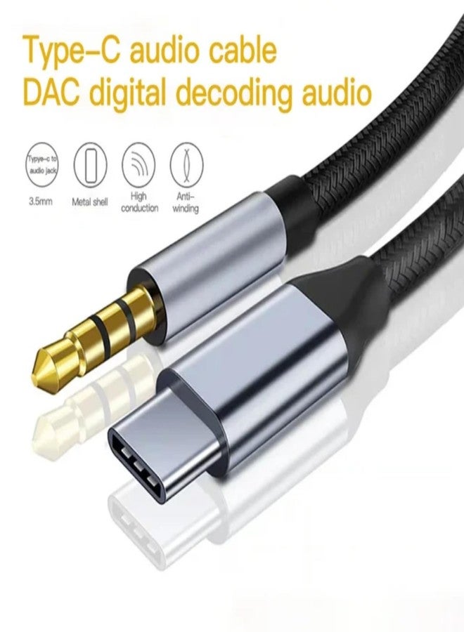 ALINNA USB C to 3.5mm Audio Aux Jack Cable [6.6ft/2m] Type C to 3.5mm Headphone Car Stereo Cord for iPhone 15 Pro Max 15 Pro 15 Plus 15 iPad Pro Samsung S24 S23 S22 S21 and More - Grey - Image 2