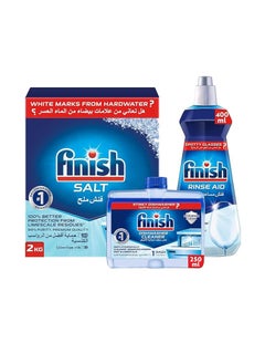 Finish Dishwashing Bundle (Finish Dishwasher Detergent Salt, 2Kg And Finish Dishwasher Machine Cleaner, 250Ml And Finish Dishwasher Rinse Aid Liquid - 400 Ml)