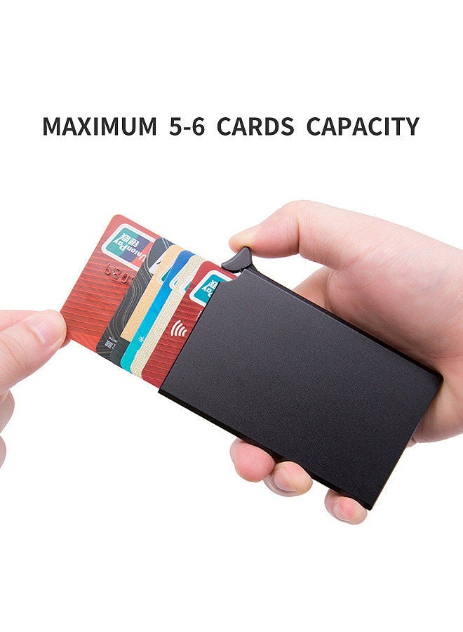 Generic Wallet Card Holder Aluminum Alloy Card Case Protector RFID Blocking Snap Button Pop-Up Tab Credit Anti-theft for Women Men Businessman - Image 5
