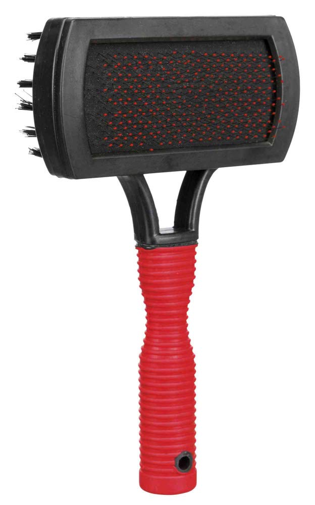 Trixie: - Plastic Double-Sided Soft Dog Brush | Made Out of Plastic, has Soft Nylon Bristles | Detangles and Removes Loose Hair, Gentle Care for Topcoat and Base Coat | Easy to Clean - 10 x 17 cm - Image 2