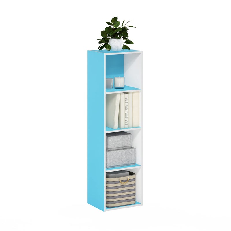 Furinno Furinno Luder Bookcase  Book  Storage 4Tier Cube Light BlueWhite