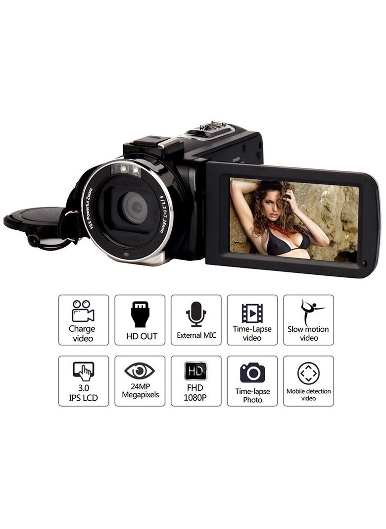 Generic 2.7K 48MP واي فاي كاميرا فيديو رقمية عالية الوضوح كاميرا رقمية مسجل فيديو ميكروفون مثبت يدوي مع بطاريتين 64 جيجابايت بطاقات SD  - Image 5
