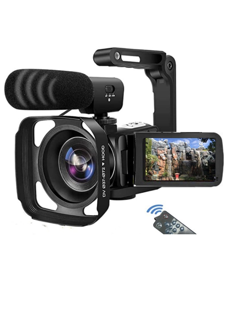 Generic 2.7K 48MP واي فاي كاميرا فيديو رقمية عالية الوضوح كاميرا رقمية مسجل فيديو ميكروفون مثبت يدوي مع بطاريتين 64 جيجابايت بطاقات SD  - Image 2