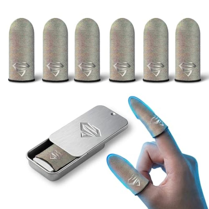Gaming Finger Sleeves: 0.15mm Thick Silver Fiber, Precision Touchscreen Sensitivity - Anti-Slip Folded Edge, Conductive Sleeves for Mobile Esports Gaming, Home And On-the-Go Use - Image 1