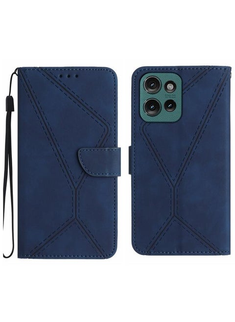 For Motorola Edge 50 Neo Stitching Embossed Leather Phone Case(Blue)
