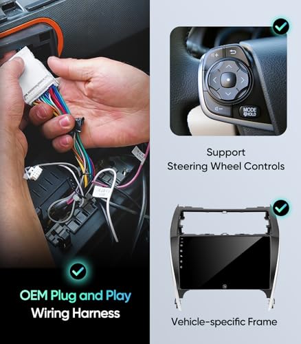 AINAVIGO 10.2" Car Stereo Radio for Toyota Camry 2012 2013 2014 - Wireless CarPlay Android Auto | 5G WiFi GPS Navigation | IPS HD Touchscreen | Bluetooth/FM/SWC | Plug & Play with 1080P Backup Camera - Image 4