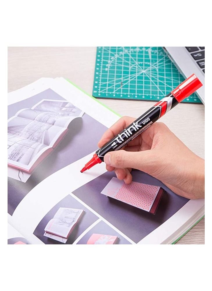 Deli 12-Piece Permanent Marker Bullet Tip Red Ink  - Image 2