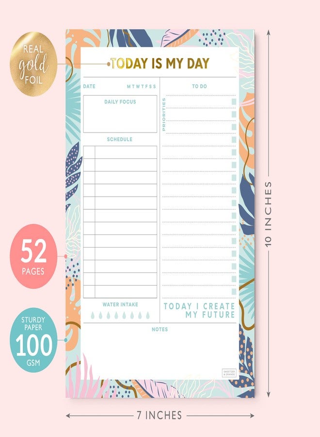 Sweetzer & Orange Today Is My Day Daily Planner Notepad. Undated Planner, Daily Agenda, Focus, and To Do List Pad with Checklist. 52 Day Organizer Calendar Pages, 7x10 - Image 2