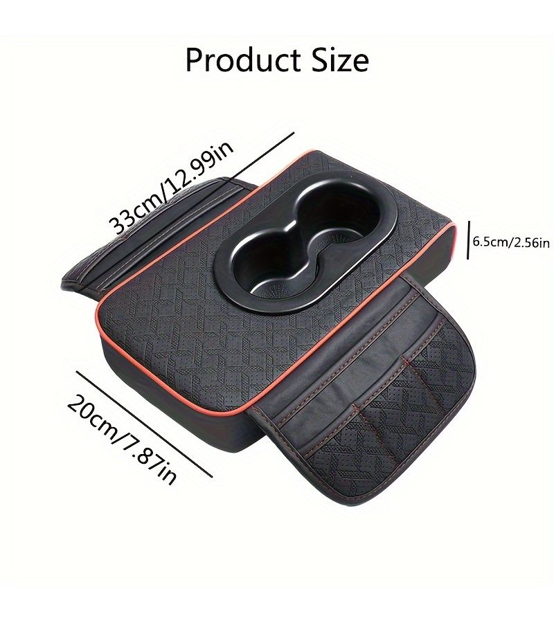 Car Center Console Pad With 2 Side Pockets And 2 Cup Holders Black - Image 5