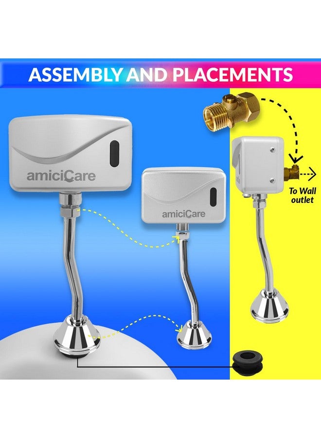 amiciCare Automatic Urinal Flush Sensor, Wall-Mounted Touchless Flush Valve for Male Urinal with Infrared Sensor - Image 3