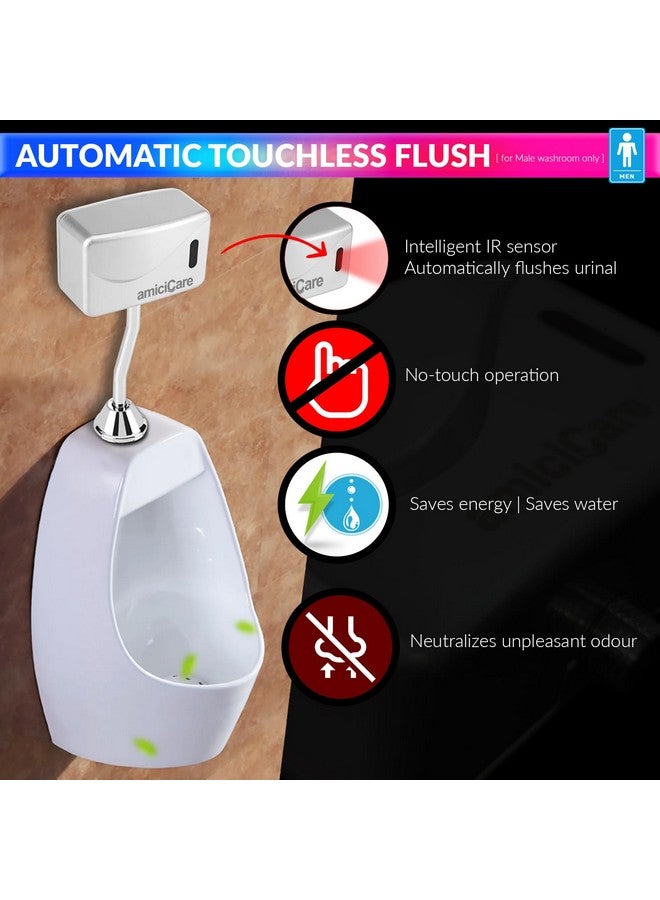 amiciCare Automatic Urinal Flush Sensor, Wall-Mounted Touchless Flush Valve for Male Urinal with Infrared Sensor - Image 2