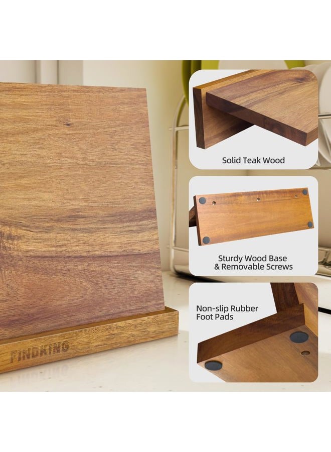 FINDKING Magnetic Knife Block, Teak Wood Kitchen Utensils Holder, Magnet Knife Stand for Kitchen Counter, Heavy, Strong Magnetism (10.8 x 8 Inches, Without Knives) - Image 5