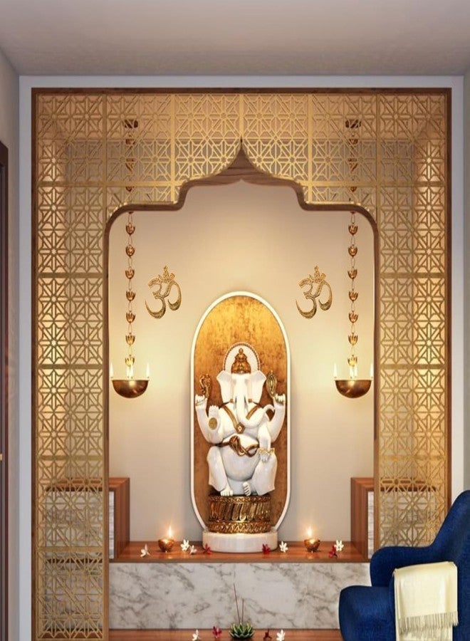كاربون لوحة جدارية مطلية بالذهب الكربوني تحمل رمز أوم - قطعة ديكور تقليدية للمنزل والمكتب والمعابد - تصميم حرفي معدني (قطعة واحدة) - Image 2