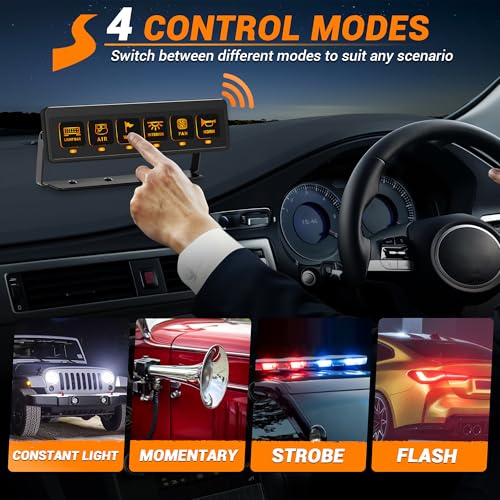 SS VISION 6 Gang Wireless Switch Panel 12V 80A Auxiliary Car Swtich Panel Universal Circuit Control Relay System Box with 4 Light Modes Memory Function for Car Truck UTV ATV Boat RV OffRoad - Image 3
