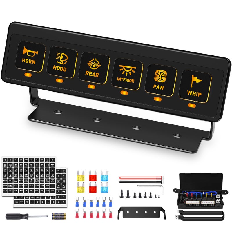 SS VISION 6 Gang Wireless Switch Panel 12V 80A Auxiliary Car Swtich Panel Universal Circuit Control Relay System Box with 4 Light Modes Memory Function for Car Truck UTV ATV Boat RV OffRoad - Image 2