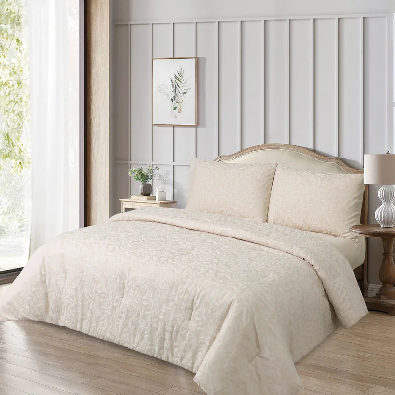 DWELL KIARA JACQUARD 4PC COMFORTER SET - BEIGE