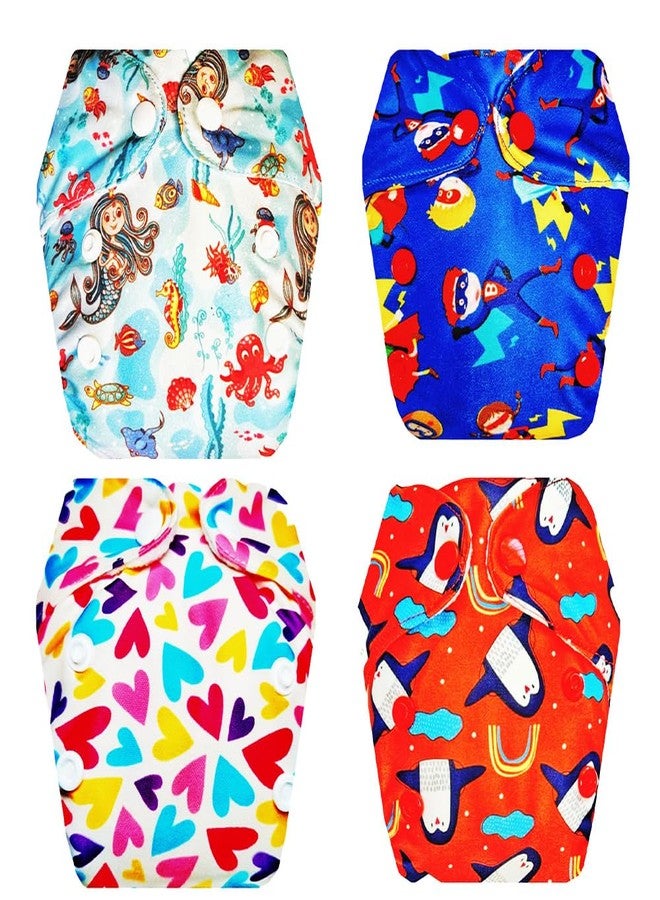 حفاضات قماشية فاخرة من دمبلدو للأطفال حديثي الولادة مع حشوة داخلية (عبوة من 4 قطع) | شعور بالجفاف والراحة | مانعة للتسرب | مناسبة للسفر | للاستخدام طوال اليوم | من 0 إلى 4 أشهر | للجنسين - Image 1