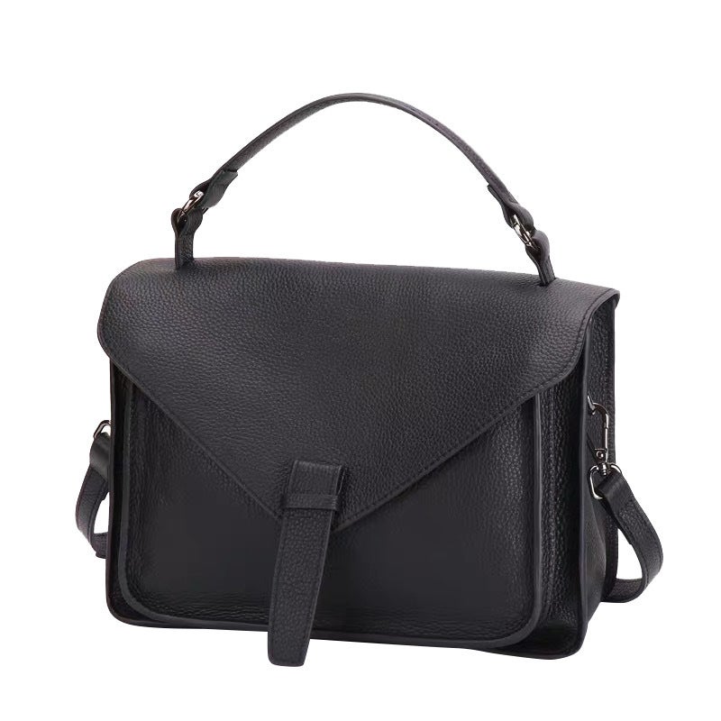 Retro Genuine Leather Women'S Bag Elegant First Layer Cowhide Shoulder Crossbody Handbag Preppy Style Messenger Bag - Image 4