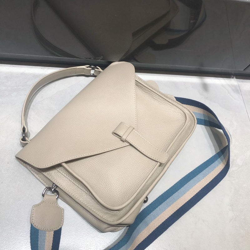 Retro Genuine Leather Women'S Bag Elegant First Layer Cowhide Shoulder Crossbody Handbag Preppy Style Messenger Bag - Image 2