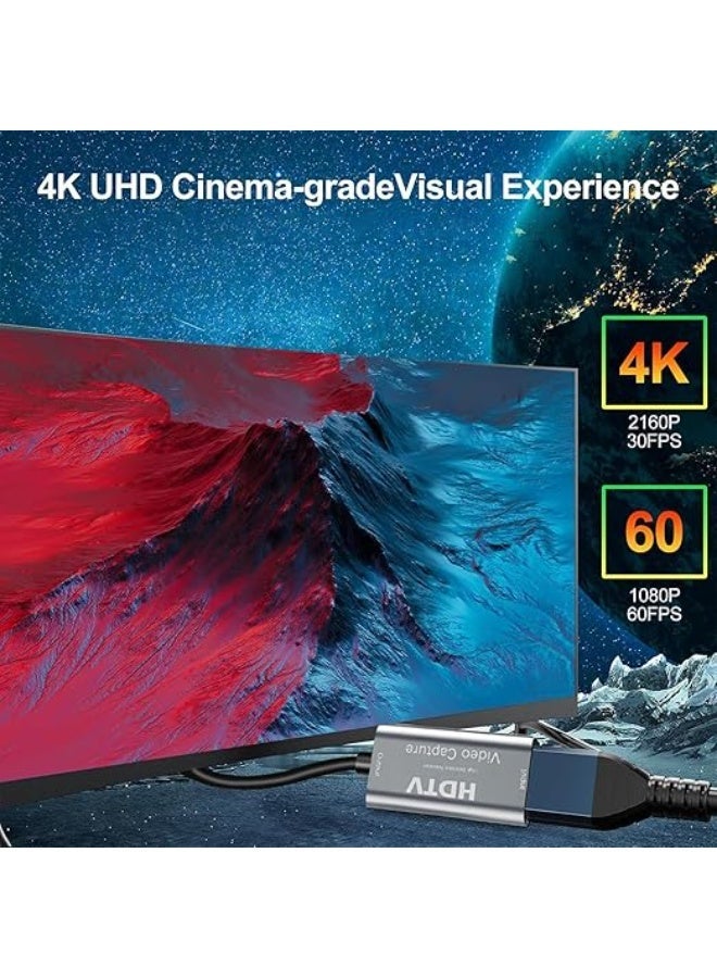 بطاقة التقاط فيديو AvvA، بطاقة ربط كاميرا 4K HDMI إلى USB USB-C، بطاقة التقاط 1080 بكسل 60 إطارًا في الثانية 30 هرتز، جهاز التقاط فيديو للألعاب والبث المباشر، متوافق مع نظام Mac OS Windows OBS - Image 5