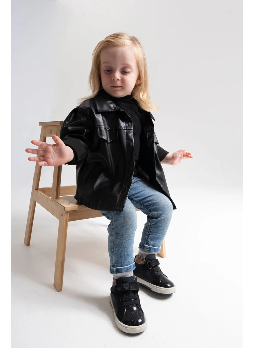 ام ان بي سي Girl Black Genuine Leather Anatomical Casual Boots