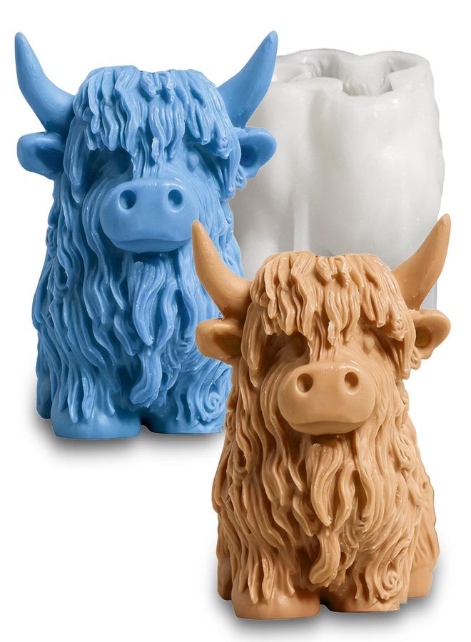 Wehous Highland Cow Silicone Molds, 3D Cow Resin Candle Soap Molds, Unique Animal Mold for Chocolate Fondant Cake Decorating, Keychain Jewelry Pendant Car Freshie Wall Hanging Mold Art Craft Decor - Image 1