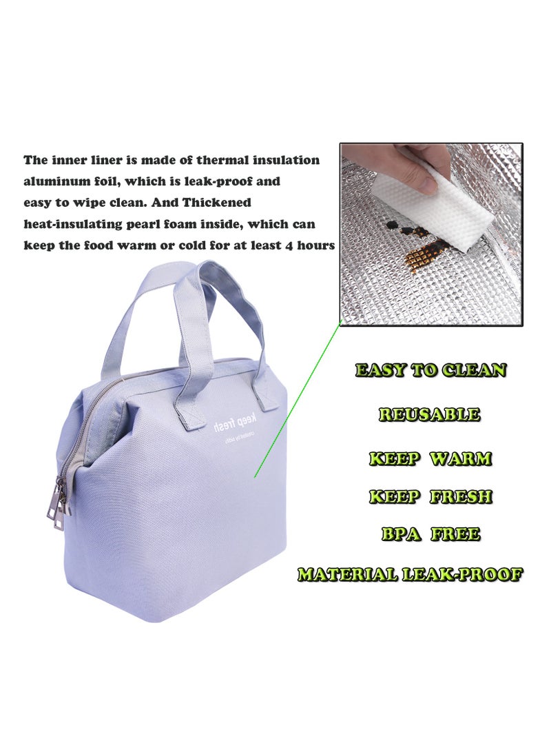 رمادي قابلة لإعادة الاستخدام معزول الغداء حقيبة أنيق بينتو الغداء حقيبة مقاومة للماء حقيبة حمل حقيبة علب الاغذية حاويات للنساء الرجال الكبار العمل نزهة - Image 3