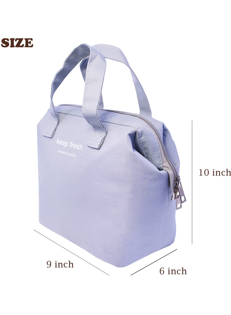 رمادي قابلة لإعادة الاستخدام معزول الغداء حقيبة أنيق بينتو الغداء حقيبة مقاومة للماء حقيبة حمل حقيبة علب الاغذية حاويات للنساء الرجال الكبار العمل نزهة - Image 5