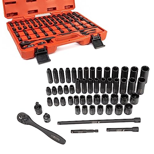Neiko 02437A 1/4 Drive Impact Socket Set 54 Piece Metric & Standard Deep & Shallow Chrome Vanadium Steel 3/8 To 1/4 Reducer Hex Shank Adapter Metric And Standard Deep Socket Set - Image 4
