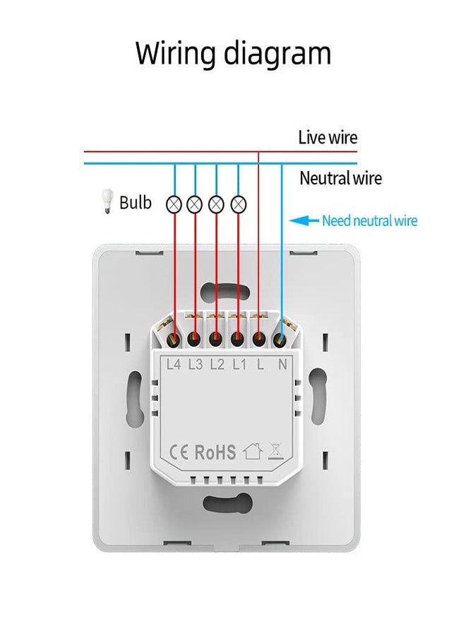 Protium Pro series Smart Touch Switch, with metal frame Compatible with Alexa, Google & smart Life app (3 Gang, White with silver frame) - Image 4