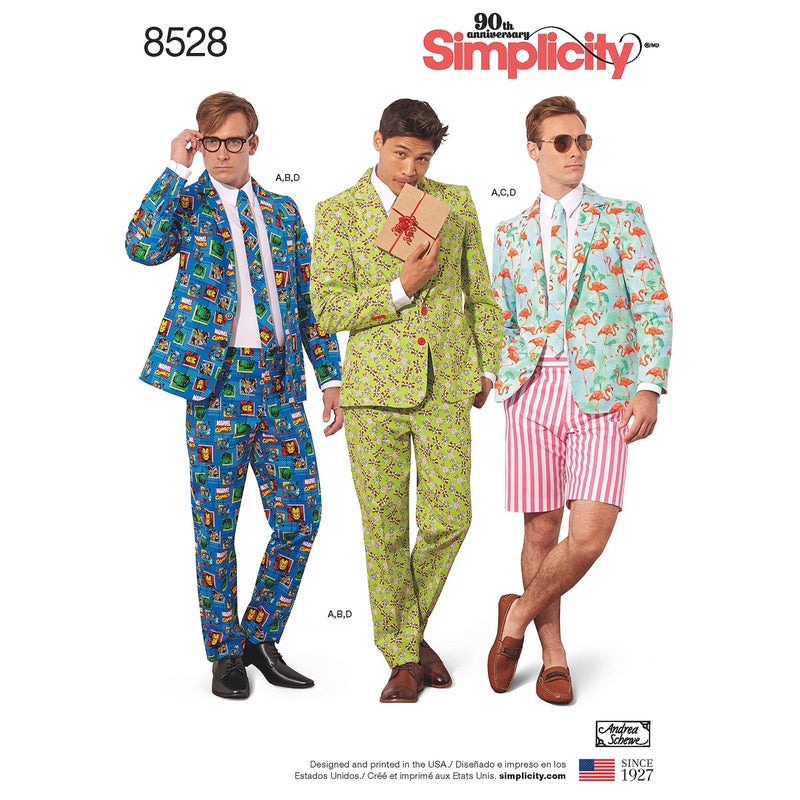 Simplicity 8528 Men's Suit Costume Sewing Pattern, Sizes 34-42
