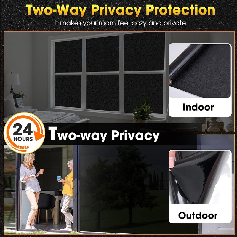 Coavas Blackout Window Film UV Heat Blocking Window Privacy Film Room Darkening Frosted Glass Windows Cover Static Cling Removable Windows Tint for Home Day Sleep Bedroom (No Glue,17.5" W x 78.7" L) - Image 4