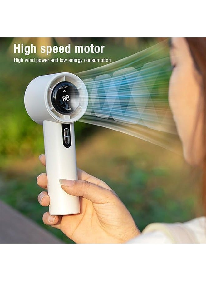 URINGO Mini Portable Handheld Fan, Portable Handheld Turbo Fan, 100 Wind Speeds, Rechargeable, High-Speed Silent Mini Fan, Digital Display, Personal Fan, Suitable for Travel, Camping, Makeup, Children's Cooling, White - Image 3
