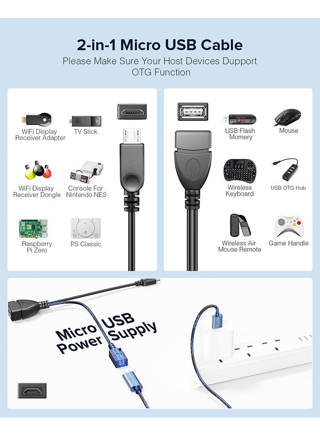 محول 2 في 1 من نوع Micro USB (كابل OTG مع طاقة) بديل للأجهزة المضيفة/بلاي ستيشن كلاسيك وغيرها - عبوة من قطعتين - Image 5