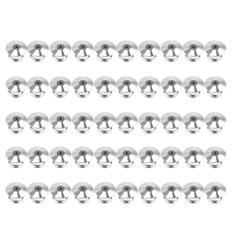 DYWISHKEY 50 Pieces Metal Pin Keepers Backs Locking Pin Keepers Backs No Tool Required Sliver