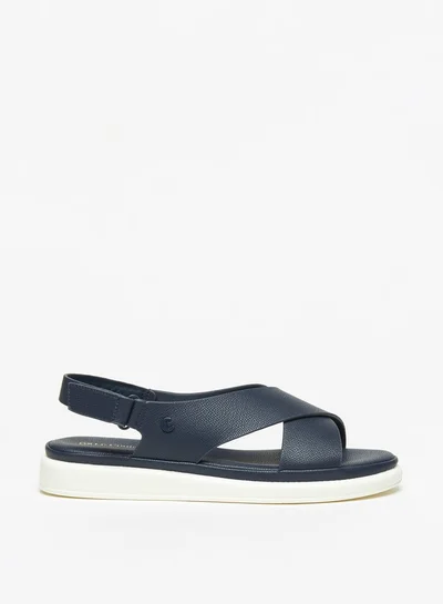 لو كونفورت Women's Solid Cross Strap Sandals with Hook and Loop Closure