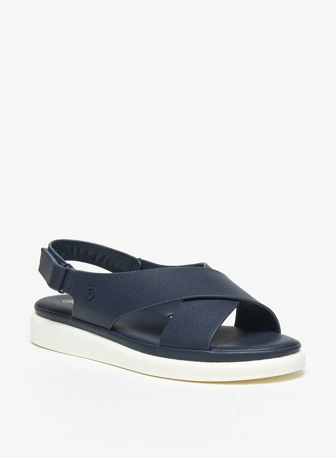 Le Confort Women's Solid Cross Strap Sandals with Hook and Loop Closure