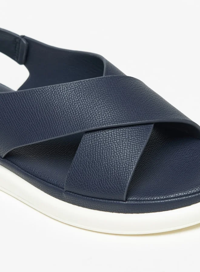 Le Confort Women's Solid Cross Strap Sandals with Hook and Loop Closure