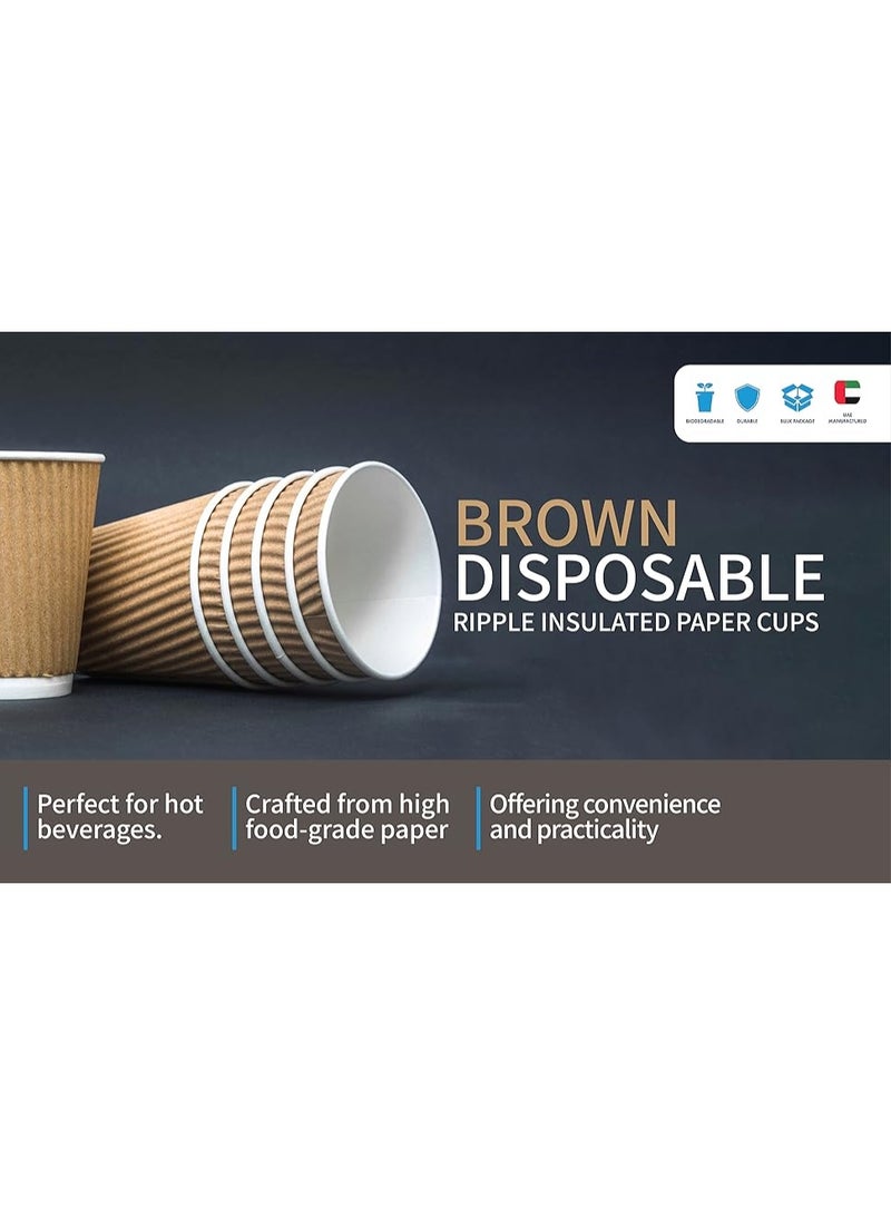 Jagravo Disposable Coffee Cups 12 oz with Lids – Pack of 25 Ripple Paper Cups for Hot & Cold Drinks | Eco-Friendly Takeaway Cups - Image 4