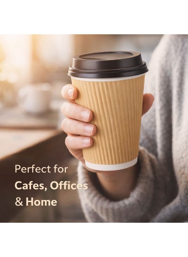 Jagravo Disposable Coffee Cups 12 oz with Lids – Pack of 25 Ripple Paper Cups for Hot & Cold Drinks | Eco-Friendly Takeaway Cups - Image 5
