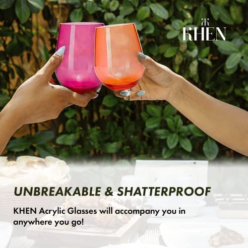 Khen Unbreakable European Style Plastic Crystal, Stemmed Wine Glasses | Set of 8 | Acrylic Tritan Drinkware, Unbreakable Clear Color Shatterproof BPA-free, Reusable, Floating Pool & Indoor & Outdoor, 18oz - Image 4