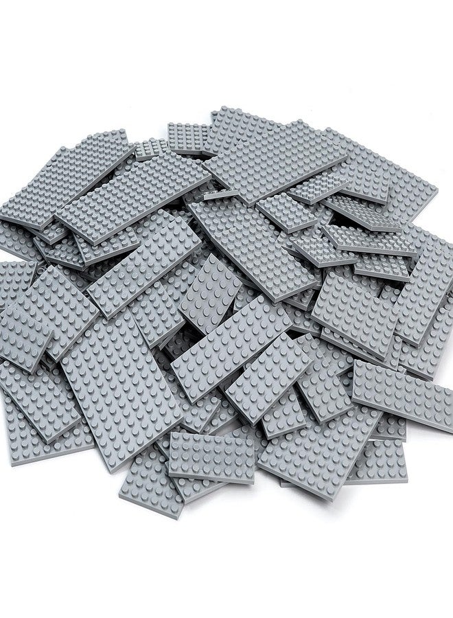 MANNIDOO 110 Piece Classic Building Plates, 11 Size Small Baseplates, Multi Pack - Fits All Major Brand Pieces, Flat Platform Base for Moc Building, Light Gray - Image 1